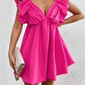 Elegant Pink Ruffle Dress